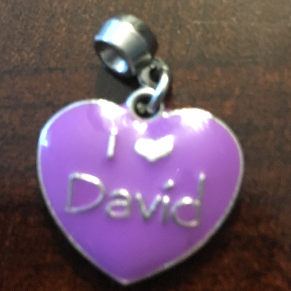 “I ❤️ David” Purple Heart necklace charm